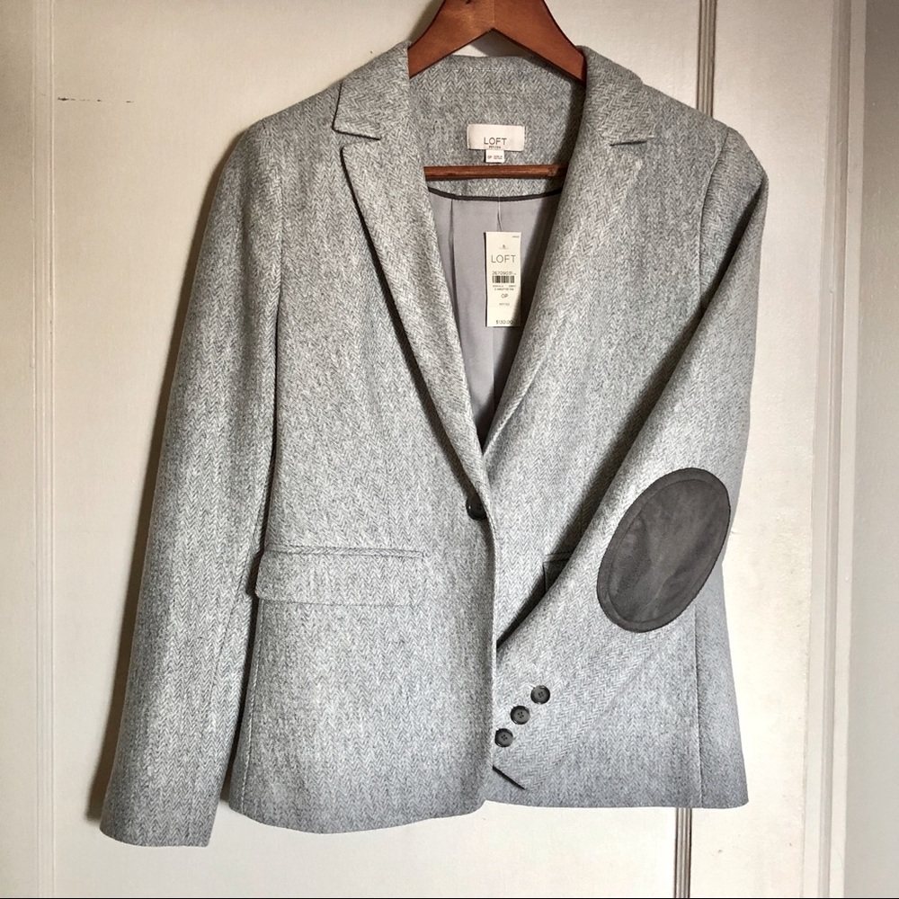 Loft Grey Herringbone Petite Blazer